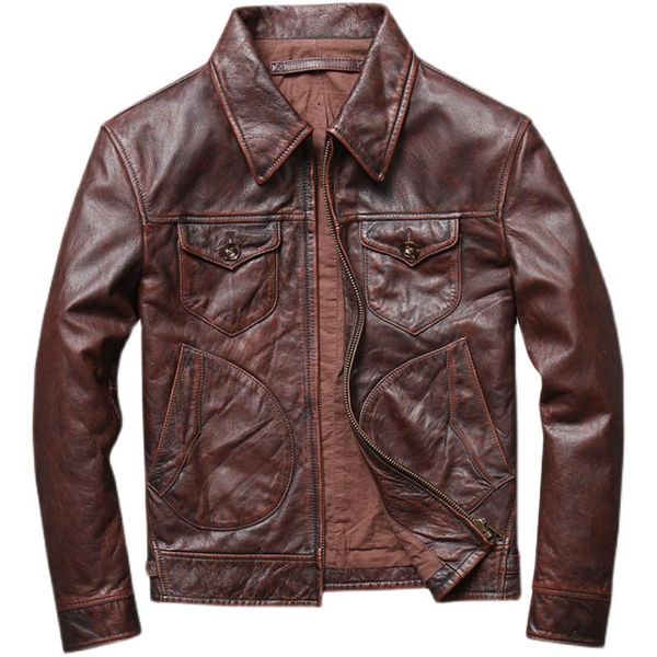 vintage brown casual style genuine leather jacket men plus size 4xl real natural cowhide spring slim fit retro coat men's & faux, Black
vintage brown casual style genuine leather jacket men plus size 4xl real natural cowhide spring slim fit retro coat men's & faux, Black