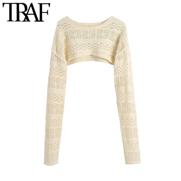 women fashion hollow out arm warmers cropped knitted sweater vintage o neck long sleeve female pullovers chic 210507, White
women fashion hollow out arm warmers cropped knitted sweater vintage o neck long sleeve female pullovers chic 210507, White