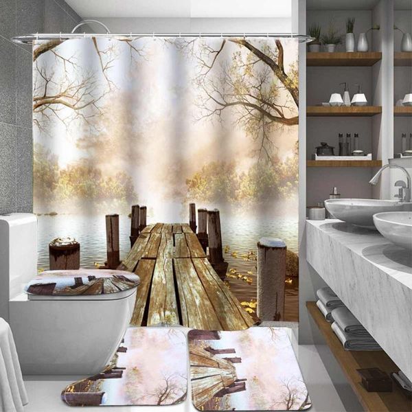 wooden bridge printing shower curtain set waterproof polyester showeing bath toilet cover mat non-slip rug home bathroom decor curtains
wooden bridge printing shower curtain set waterproof polyester showeing bath toilet cover mat non-slip rug home bathroom decor curtains