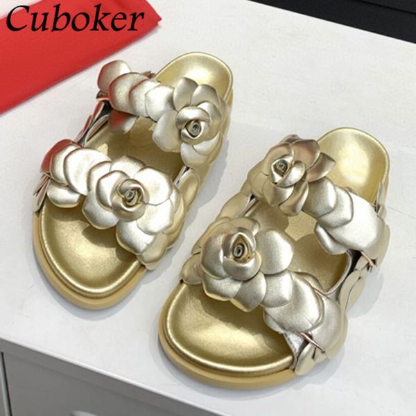 summer women flat slippers camellia flower decor platform leather slides vacation beach thick sole casual runway female sandals 60% off stor, Black
summer women flat slippers camellia flower decor platform leather slides vacation beach thick sole casual runway female sandals 60% off stor, Black