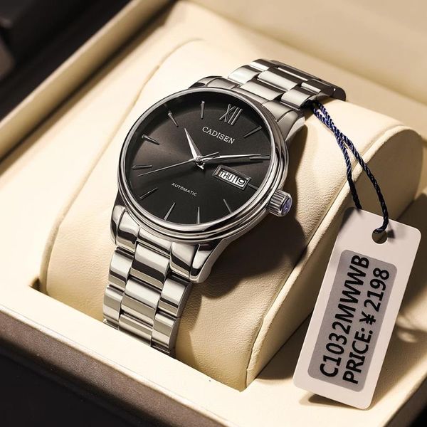wristwatches cadisen men watch automatic mechanical watches japan nh36a role date week wrist clock relogio masculino, Slivery;brown
wristwatches cadisen men watch automatic mechanical watches japan nh36a role date week wrist clock relogio masculino, Slivery;brown