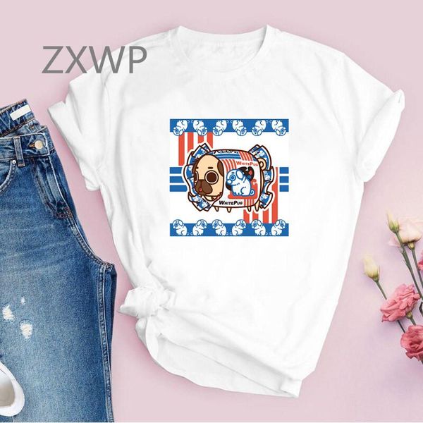 women's t-shirt cartoon candy pug women kawaii summer fashion short sleeve clothes printed cute shirt female tee graphic, White
women's t-shirt cartoon candy pug women kawaii summer fashion short sleeve clothes printed cute shirt female tee graphic, White