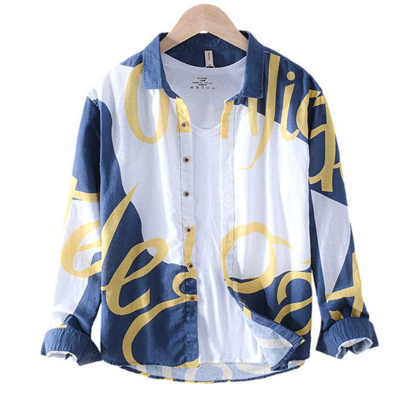 long sleeve print shirts for men pure linen summer casual male blue turn down collar blouse japanese fashion clothes 210601, White;black
long sleeve print shirts for men pure linen summer casual male blue turn down collar blouse japanese fashion clothes 210601, White;black