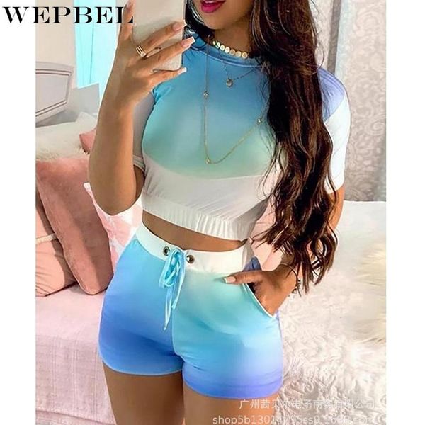 women's tracksuits wepbel casual slim gradient suit summer o-neck short sleeves t-shirt + tied high waist pocket straight shorts, Gray
women's tracksuits wepbel casual slim gradient suit summer o-neck short sleeves t-shirt + tied high waist pocket straight shorts, Gray