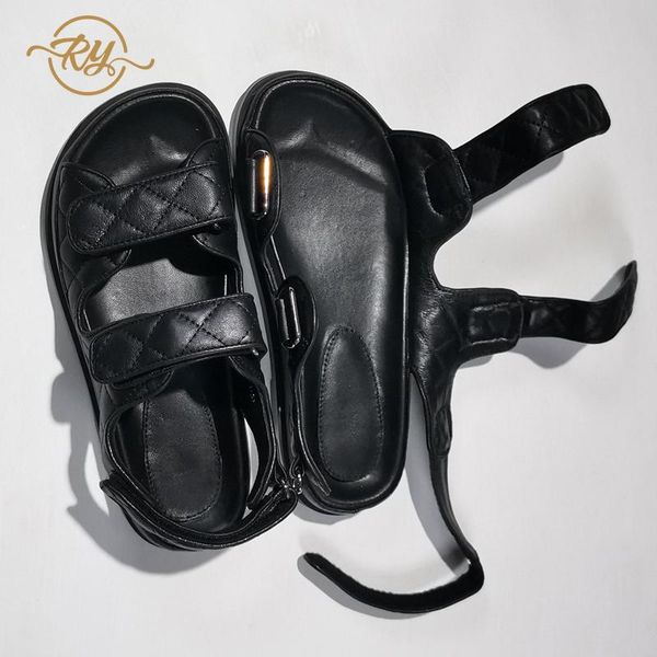 ry-relaa women shoes genuine leather platform sandals fashion luxury ins flat chunky heels tide, Black
ry-relaa women shoes genuine leather platform sandals fashion luxury ins flat chunky heels tide, Black