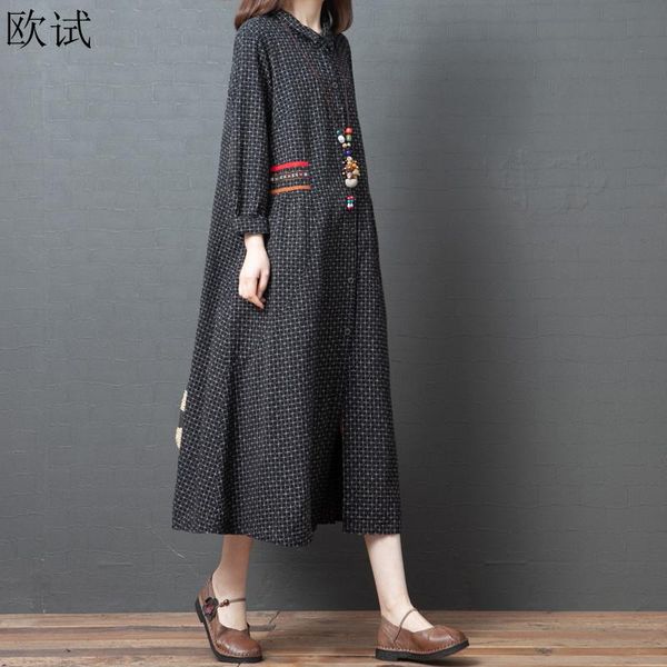 casual dresses women long sleeve cotton linen plaid shirt dress oversized woman spring autumn ladies arrival 2021, Black;gray
casual dresses women long sleeve cotton linen plaid shirt dress oversized woman spring autumn ladies arrival 2021, Black;gray