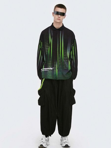 men drop shoulder number & slogan graphic shirt h077#, White;black 
men drop shoulder number & slogan graphic shirt h077#, White;black