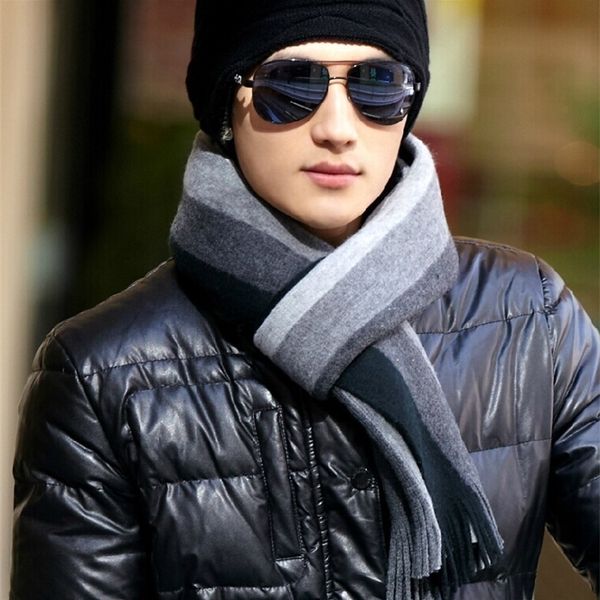 korean version autumn and winter men's stripe high-end fashion imitation cashmere scarf warm tide knitted wool, Blue;black
korean version autumn and winter men's stripe high-end fashion imitation cashmere scarf warm tide knitted wool, Blue;black