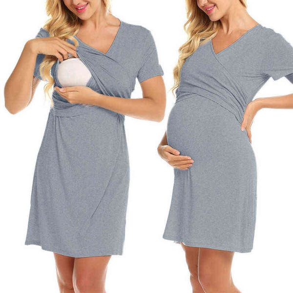 maternity nursing dress summer pregnant dress cotton v collar solid color pregnancy t shirt dresses for breast-feeding g220309, White
maternity nursing dress summer pregnant dress cotton v collar solid color pregnancy t shirt dresses for breast-feeding g220309, White