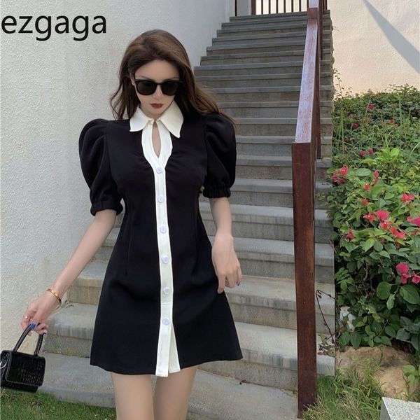 ezgaga vintage puff sleeve office lady elegant mini dress contrast summer high waist v-neck single-breasted women bodycon 210430, Black;gray
ezgaga vintage puff sleeve office lady elegant mini dress contrast summer high waist v-neck single-breasted women bodycon 210430, Black;gray