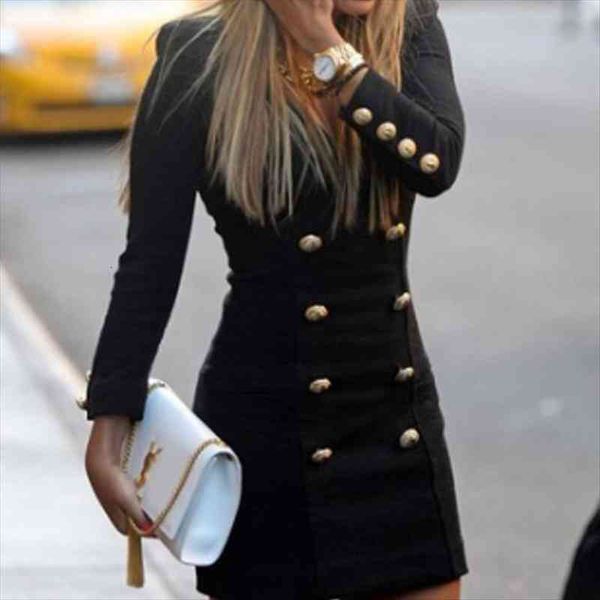 long sleeve mini women dress v neck button blazer female clothing office lady vestidos l35, Black;gray
long sleeve mini women dress v neck button blazer female clothing office lady vestidos l35, Black;gray