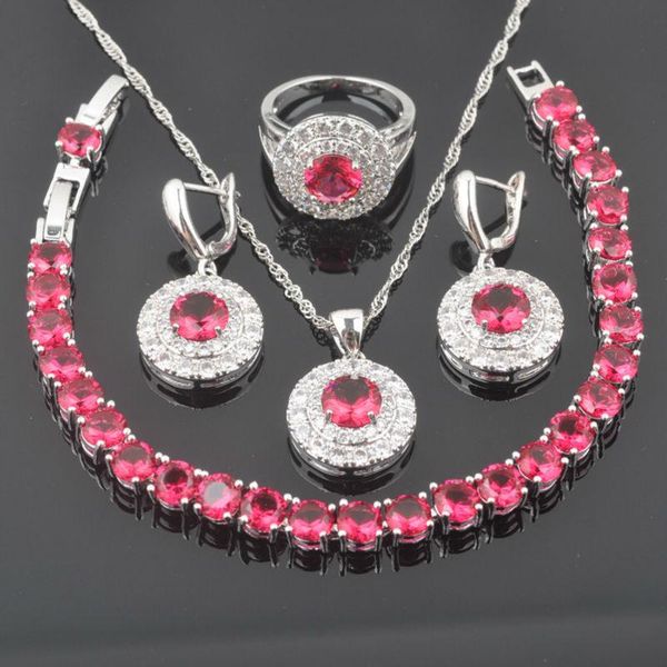 earrings & necklace bridal jewelry sets silver plated red zircon for women elegant design bracelet pendant ring qs0272
earrings & necklace bridal jewelry sets silver plated red zircon for women elegant design bracelet pendant ring qs0272