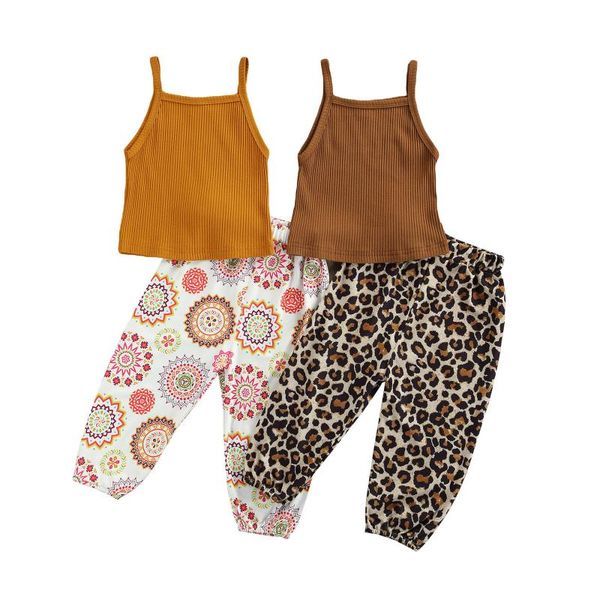 2pcs kids summer tracksuits solid color spaghetti straps vest + floral/leopard print casual pants for girls, 2-6 years clothing sets, White
2pcs kids summer tracksuits solid color spaghetti straps vest + floral/leopard print casual pants for girls, 2-6 years clothing sets, White