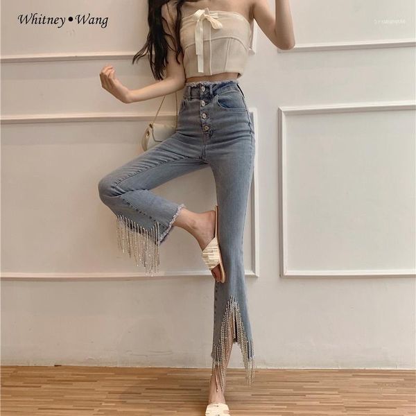 women's jeans whitney wang 2021 spring fashion streetwear diamonds fringe flare women stylish denim pants1, Blue
women's jeans whitney wang 2021 spring fashion streetwear diamonds fringe flare women stylish denim pants1, Blue
