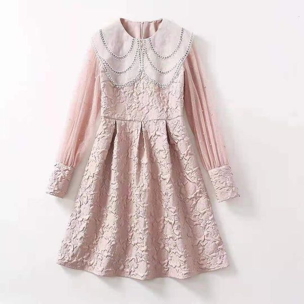 casual dresses european and american women's clothing spring long sleeved baby collar fashionable jacquard pink dress olr4, Black;gray
casual dresses european and american women's clothing spring long sleeved baby collar fashionable jacquard pink dress olr4, Black;gray