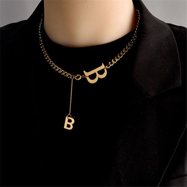 fashion necklace b-shaped pendant for women trendy gold color thick chain choker 2021 jewelry necklaces, Silver
fashion necklace b-shaped pendant for women trendy gold color thick chain choker 2021 jewelry necklaces, Silver