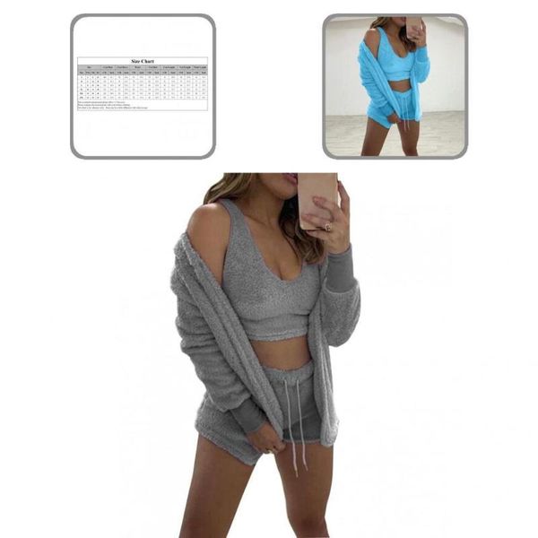 women's tracksuits 1 set warm coat crop lace-up shorts women tracksuit autumn winter thick, Gray
women's tracksuits 1 set warm coat crop lace-up shorts women tracksuit autumn winter thick, Gray