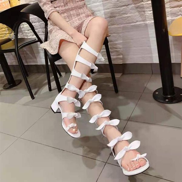 sandals gladiator summer square heel hollow cool knee high boots roman sandalias white sweet butterfly-knot women's shoes, Black
sandals gladiator summer square heel hollow cool knee high boots roman sandalias white sweet butterfly-knot women's shoes, Black