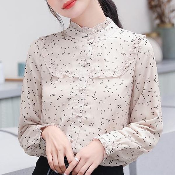 blouse women blusas mujer de moda long sleeve women shirts ruffles dot apricot chiffon blouse shirt women blouses d380 210602, White
blouse women blusas mujer de moda long sleeve women shirts ruffles dot apricot chiffon blouse shirt women blouses d380 210602, White