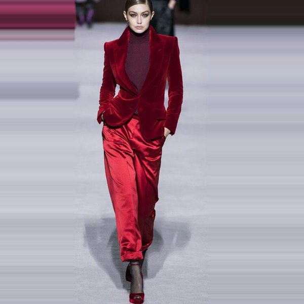 women pant suits wine red velvet ladies business office work wear formal outfit for weddings tuxedos blazer fashion women's two piece p, White
women pant suits wine red velvet ladies business office work wear formal outfit for weddings tuxedos blazer fashion women's two piece p, White