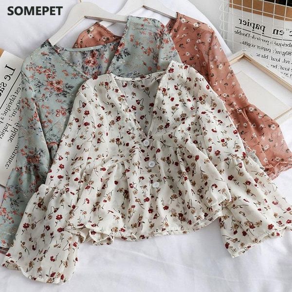 women's blouses & shirts v neck fashion floral print chiffon sweet small fresh long sleeves shirt, White
women's blouses & shirts v neck fashion floral print chiffon sweet small fresh long sleeves shirt, White