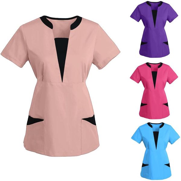 women's t-shirt solid oversized women summer 2021 patchwork pocket t-shirts female short sleeve tee shirt v-neck work uniform, White
women's t-shirt solid oversized women summer 2021 patchwork pocket t-shirts female short sleeve tee shirt v-neck work uniform, White