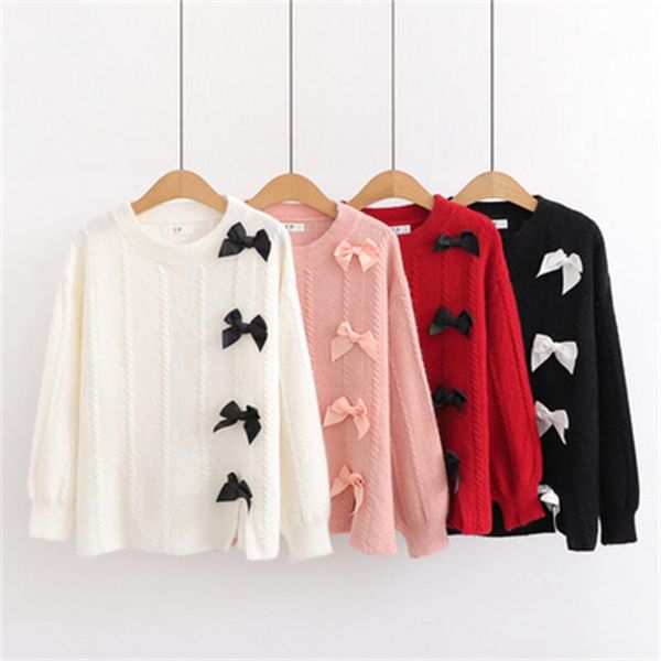 women's sweaters 2021 autumn and winter style japanese sweet college pullover sweater three-dimensional bowknot blouse h1079, White;black
women's sweaters 2021 autumn and winter style japanese sweet college pullover sweater three-dimensional bowknot blouse h1079, White;black