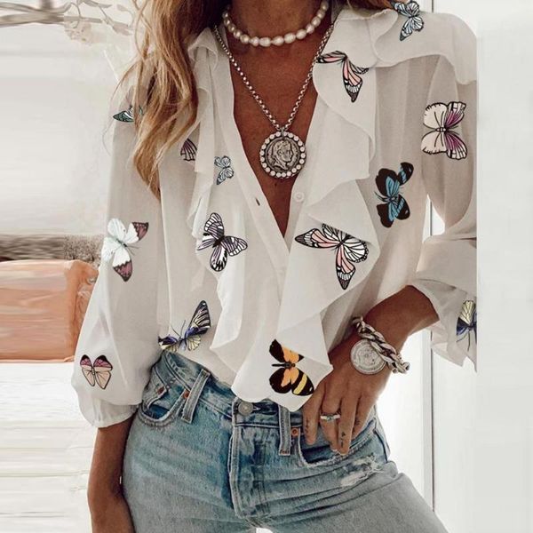 women t-shirt printing v-neck chiffon casual long sleeve for spring/summer women's, White
women t-shirt printing v-neck chiffon casual long sleeve for spring/summer women's, White
