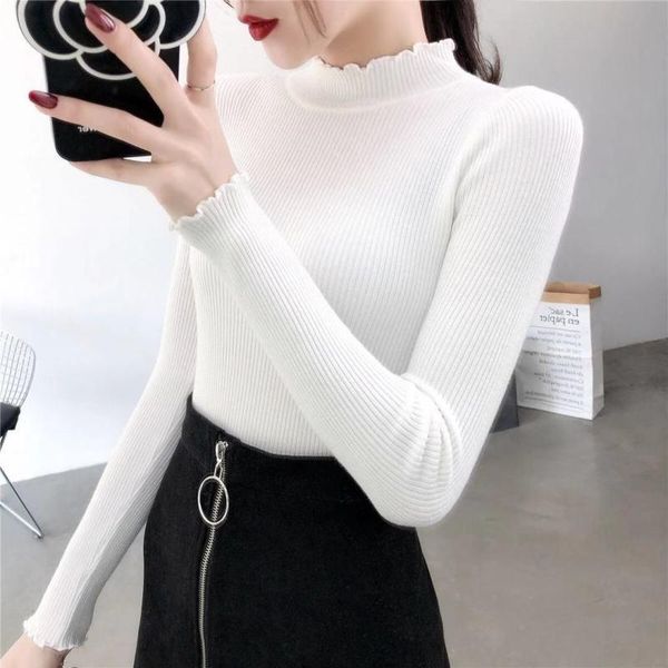 women's sweaters autumn and winter sweater slim half turtleneck pullover long, White;black
women's sweaters autumn and winter sweater slim half turtleneck pullover long, White;black