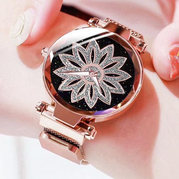 personality romantic starry sky women magnet buckle watches fashion ladies rhinestone flower steel mesh belt quartz watch wristwatches, Slivery;brown
personality romantic starry sky women magnet buckle watches fashion ladies rhinestone flower steel mesh belt quartz watch wristwatches, Slivery;brown