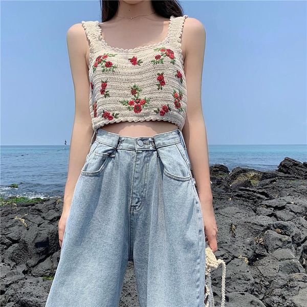 womens shirt korean style cropped summer blouses women crochet floral embroidery sleeveless knit acrylic camisas mujer, White
womens shirt korean style cropped summer blouses women crochet floral embroidery sleeveless knit acrylic camisas mujer, White