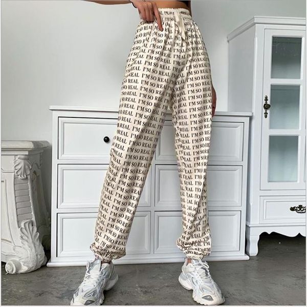 women fashion letter printed pants high waist drawstring casual fitting wild straight trousers sweatpants for sportswear bottoms women', Black;white
women fashion letter printed pants high waist drawstring casual fitting wild straight trousers sweatpants for sportswear bottoms women', Black;white