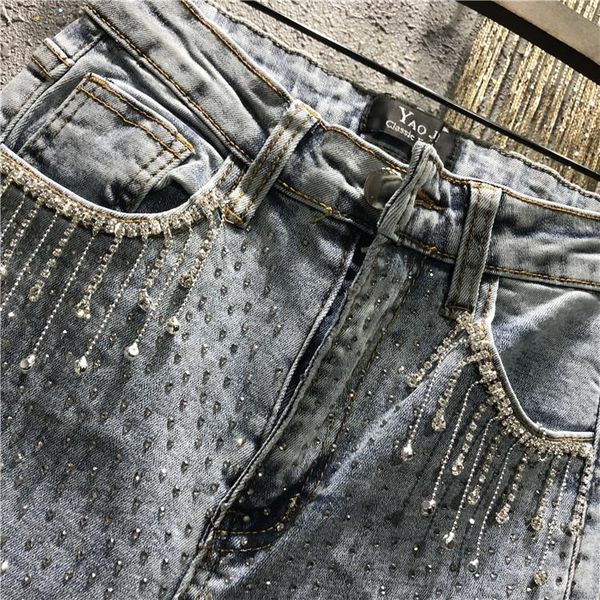 women's jeans man-made diamond beads tassels boot-cut 2021 spring and summer elasticity slim fit capri pants flare, Blue
women's jeans man-made diamond beads tassels boot-cut 2021 spring and summer elasticity slim fit capri pants flare, Blue