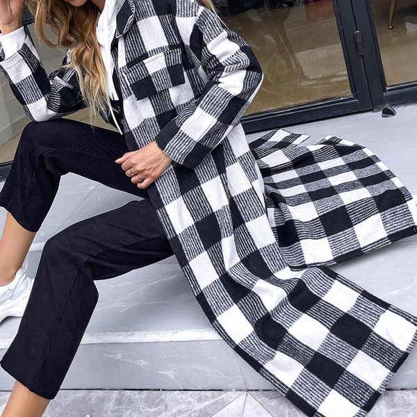 women's trench coats 2021 autumn and winter fashion lapel black white plaid windbreaker slim long-sleeved ladies overcoat jacket, Tan;black
women's trench coats 2021 autumn and winter fashion lapel black white plaid windbreaker slim long-sleeved ladies overcoat jacket, Tan;black