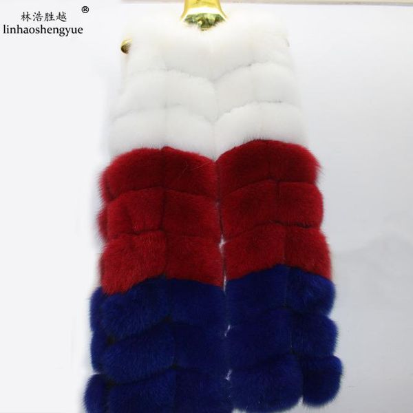 women's fur & faux linhaoshengyue 80cm long vest with colour, Black