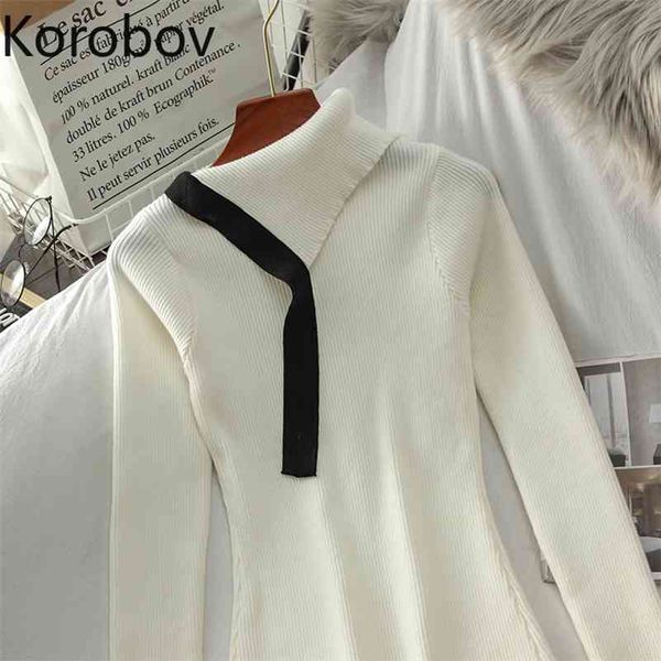 korobov contrast color knitted dresses irregular half turtlenck long sleeve slim waist dress women korean casual vestidos mujer 210430, Black;gray
korobov contrast color knitted dresses irregular half turtlenck long sleeve slim waist dress women korean casual vestidos mujer 210430, Black;gray