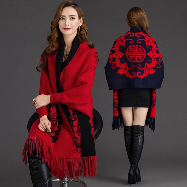 scarves 2021 plus size loose chinese style jacquard winter poncho knitted women cardigan shawl with sleeve inverness womens cape, Blue;gray
scarves 2021 plus size loose chinese style jacquard winter poncho knitted women cardigan shawl with sleeve inverness womens cape, Blue;gray