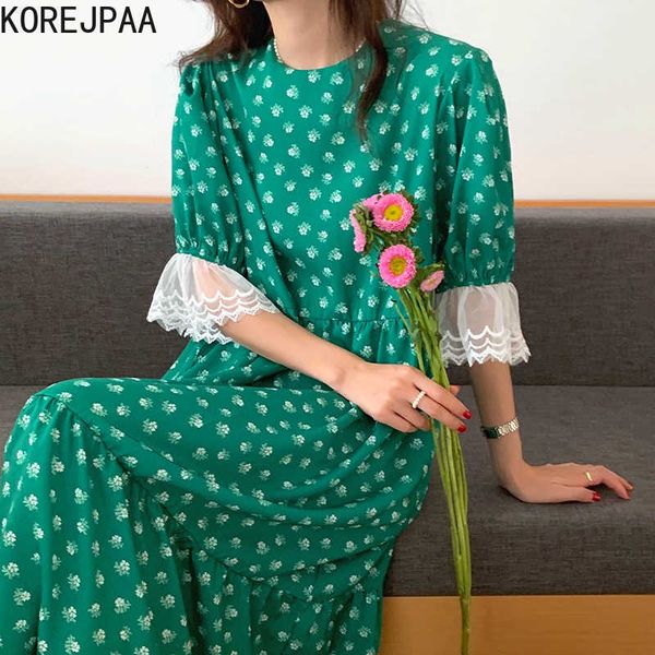 korejpaa women dress korea chic retro elegant printing floral o-neck lace trumpet sleeve splicing lace waist-slim vestido 210526, Black;gray
korejpaa women dress korea chic retro elegant printing floral o-neck lace trumpet sleeve splicing lace waist-slim vestido 210526, Black;gray