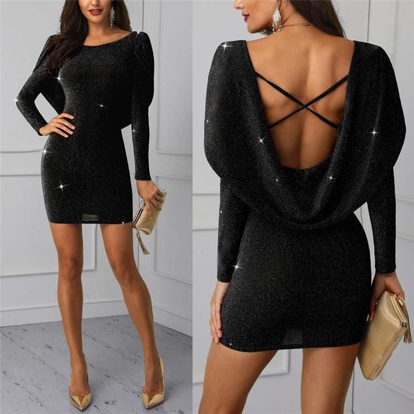 fashion autumn women backless long sleeve bodycon dresses slim glitter elegant ladies party dress casual, Black;gray
fashion autumn women backless long sleeve bodycon dresses slim glitter elegant ladies party dress casual, Black;gray