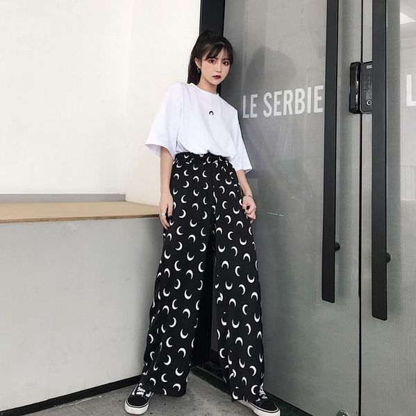 women's pants & capris women gothic moon printed wide leg 2021 ins streetwear casual high elastic waist loose trousers, Black;white
women's pants & capris women gothic moon printed wide leg 2021 ins streetwear casual high elastic waist loose trousers, Black;white