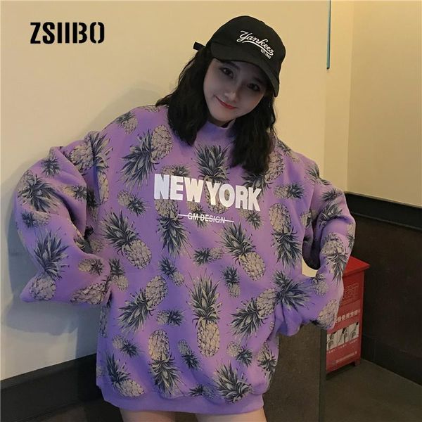 women's hoodies & sweatshirts ins harajuku pineapple printed sweatshirt women winter fashion loose plus velvet letters half-high collar, Black
women's hoodies & sweatshirts ins harajuku pineapple printed sweatshirt women winter fashion loose plus velvet letters half-high collar, Black