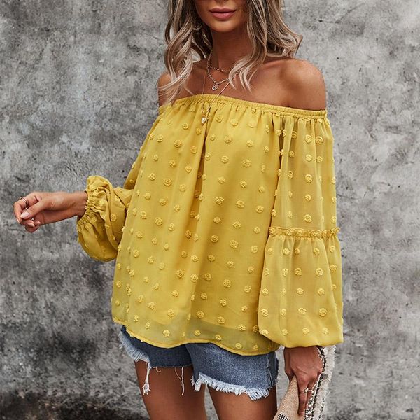 women's t-shirt 2021 one-shoulder loose long sleeve summer fluffy ball girl casual lantern patchwork tee drop, White
women's t-shirt 2021 one-shoulder loose long sleeve summer fluffy ball girl casual lantern patchwork tee drop, White