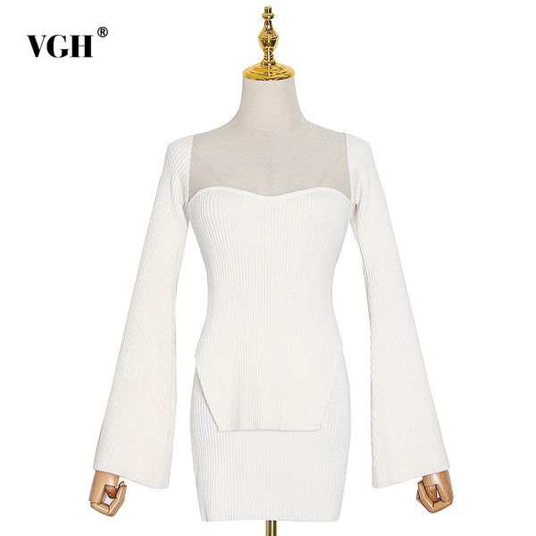 vgh party sets for women square collar long sleeve slim sweater bodycon mini skirt knitted white two piece set female fall 210421
vgh party sets for women square collar long sleeve slim sweater bodycon mini skirt knitted white two piece set female fall 210421