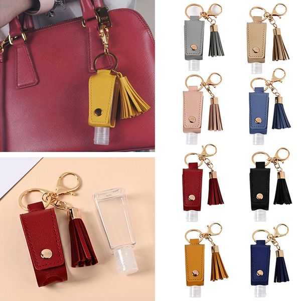 new portable leakproof plastic travel bottle for hand sanitizer tassels leather keychain holder carriers key ring fringe jewelry, Silver
new portable leakproof plastic travel bottle for hand sanitizer tassels leather keychain holder carriers key ring fringe jewelry, Silver