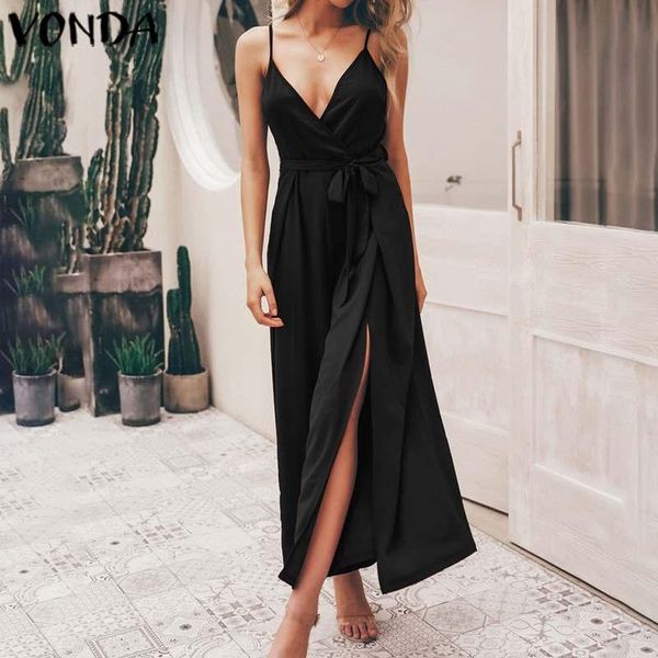 women's jumpsuits & rompers vonda 2021 elegant women v neck solid color wide leg pants beach long playsuit casual loose overalls plus s, Black;white
women's jumpsuits & rompers vonda 2021 elegant women v neck solid color wide leg pants beach long playsuit casual loose overalls plus s, Black;white
