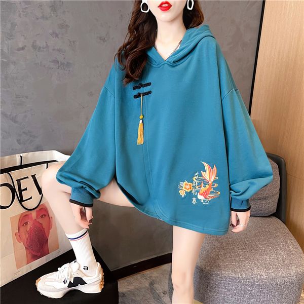 hoodies spring and autumn 2021 guochao hoodie women's large loose thin chinese style embroidered coat, Black
hoodies spring and autumn 2021 guochao hoodie women's large loose thin chinese style embroidered coat, Black