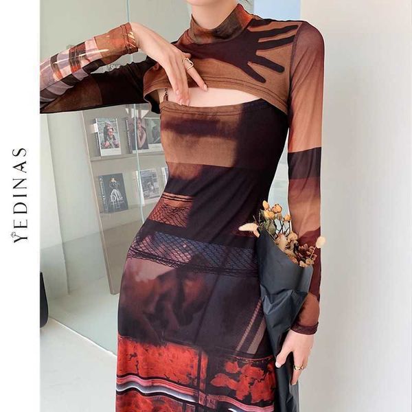yedinas 2 piece mesh long sleeve punk dress women turtleneck midi bodycon ladies runway fashion designer clothes 210527, Black;gray
yedinas 2 piece mesh long sleeve punk dress women turtleneck midi bodycon ladies runway fashion designer clothes 210527, Black;gray