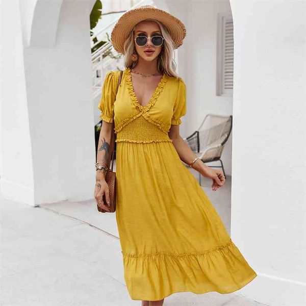 casual v neck ruffle long dress women yellow a-line summer boho ladies elegant vestido midi elegante 210427, White;black
casual v neck ruffle long dress women yellow a-line summer boho ladies elegant vestido midi elegante 210427, White;black