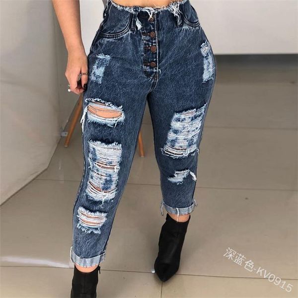 women's hole fashion summer button jeans pants high waist ripped ankle length trousers, Blue
women's hole fashion summer button jeans pants high waist ripped ankle length trousers, Blue