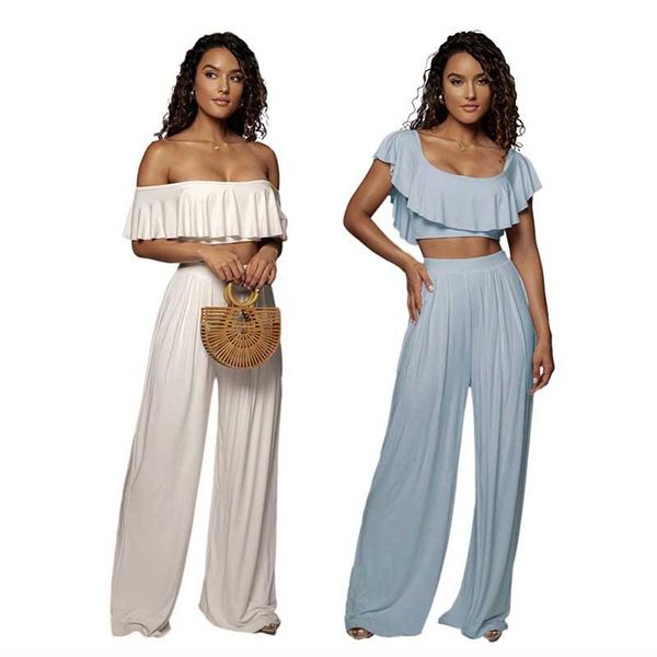 women's two piece pants 2 set women clothing summer fashion trouser suit tube and wide leg african suits for ladies 2021, White
women's two piece pants 2 set women clothing summer fashion trouser suit tube and wide leg african suits for ladies 2021, White